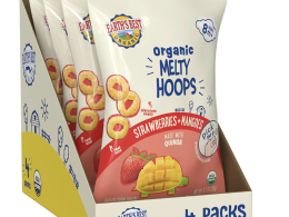 Earth's Best Organic Melty Hoops, Bite-Sized Snacks for Babies 8 Months and Up, Strawberry and Mango, 0.70 Ounce Bags (Pack of 4)